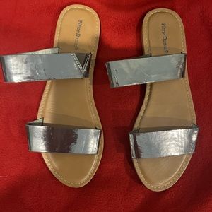 Pierre Dumas silver sandals.  Worn on a cruise twice.